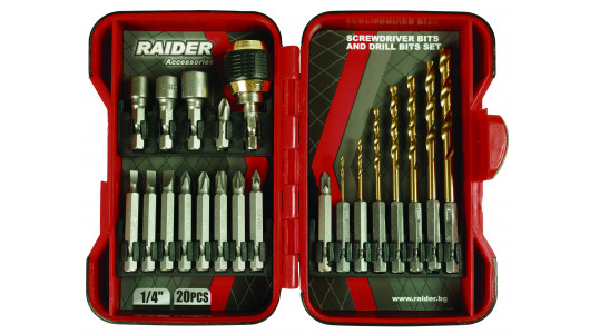 Screwdriver Bits & Drill Bits 1/4" 20 pcs. Set RAIDER image