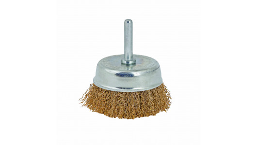 Wire cup brush brassed ø75mm (3") with shank image