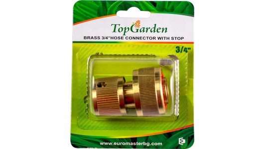 Brass 3/4” hose connector with stop TG image