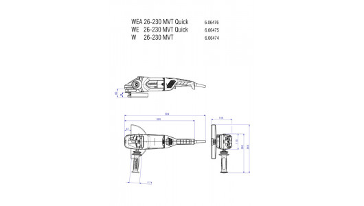 Polizor unghiular 230mm 2600W METABO WEA 26-230 MVT Rapid image