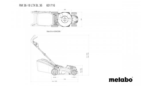 Косачка акум. 36cm 45L METABO RM 36-18 LTX BL 36 SOLO image